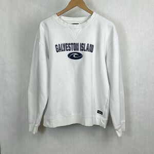 Shark Tee Galveston Island Sweatshirt Unisex Sz XLarge White Navy Blue Texas Gul